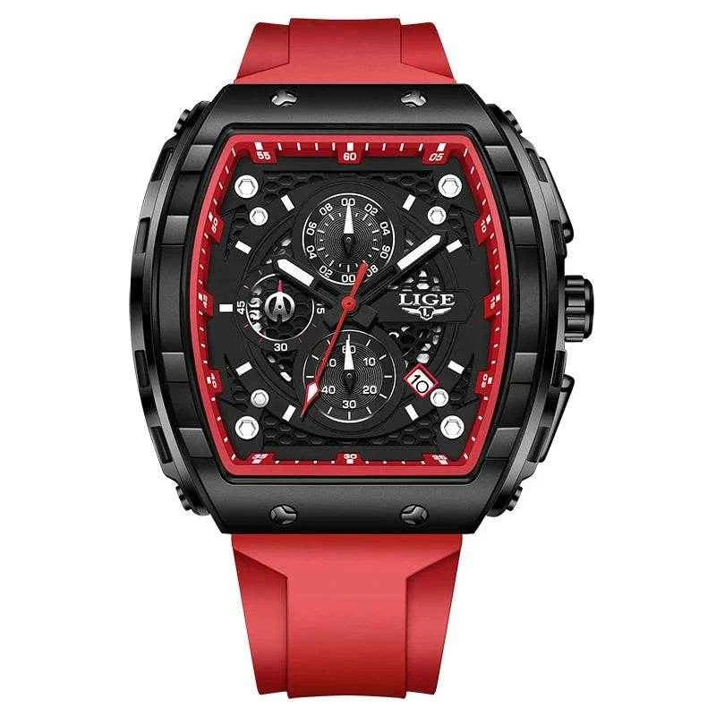 LIGE Waterproof Silicone Strap Men's Watch Stylish Chronograph