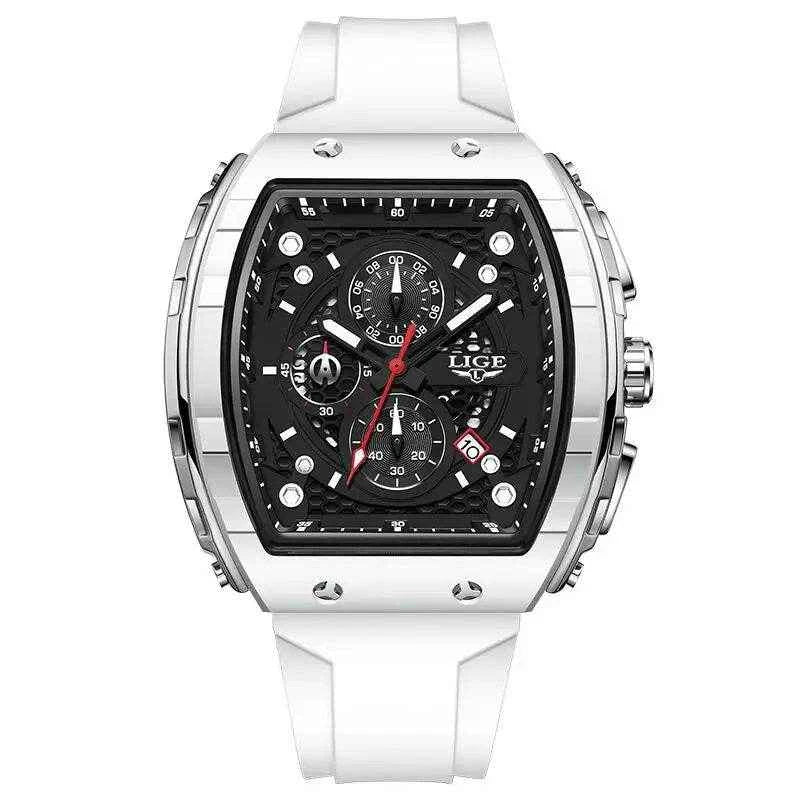 LIGE Waterproof Silicone Strap Men's Watch Stylish Chronograph