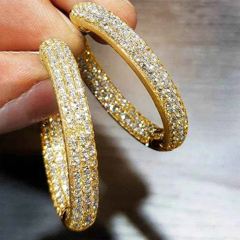 Jewelrieshub Luxury Circle Earrings for Women - Sparkling Hoop