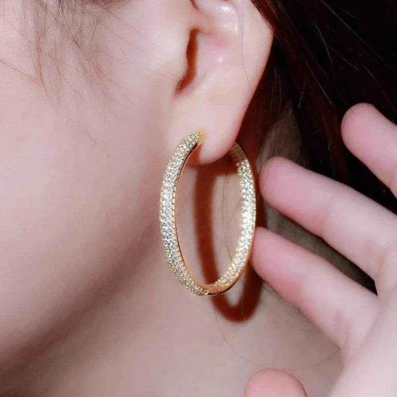 Jewelrieshub Luxury Circle Earrings for Women - Sparkling Hoop