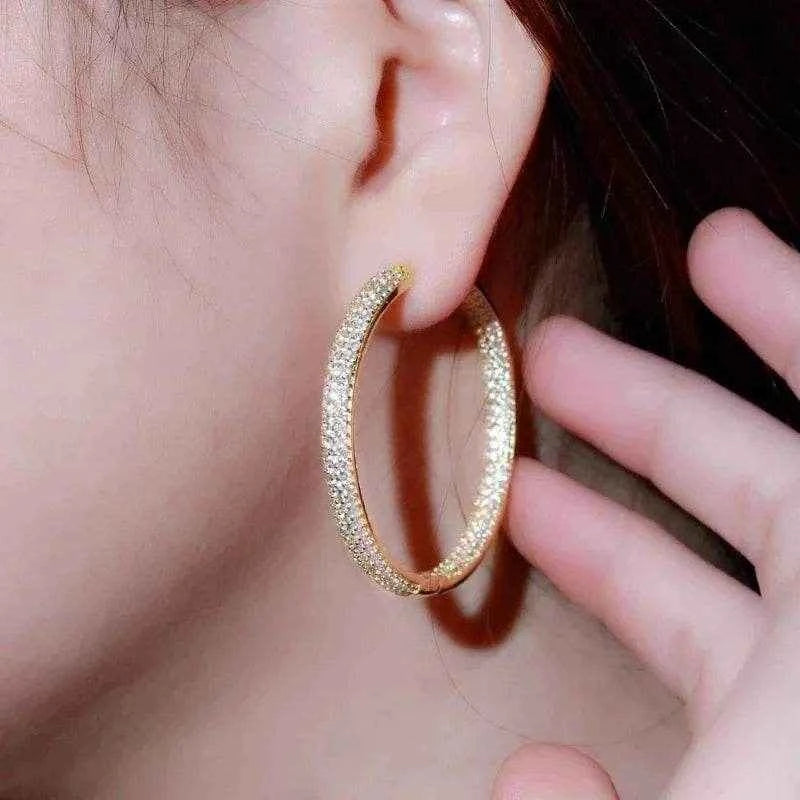 Jewelrieshub Luxury Circle Earrings for Women - Sparkling Hoop
