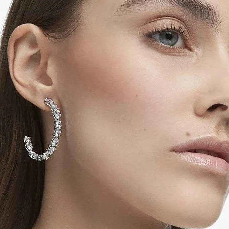 Jewelrieshub Luxury Zirconia Hoop Earrings - Sparkling Style