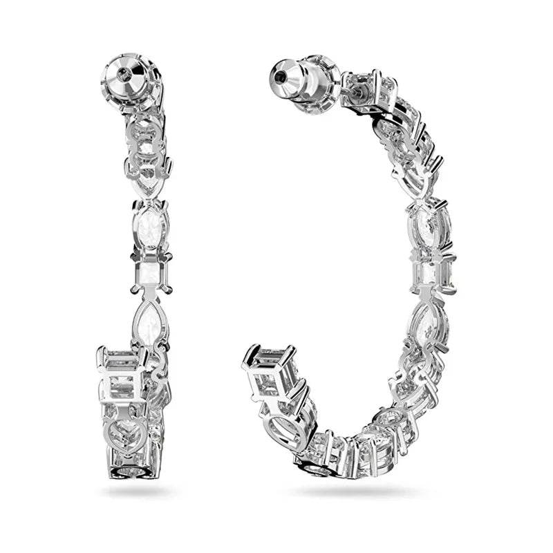 Luxury zirconia hoop earrings by Jewelrieshub featuring clear stones in a silver setting
