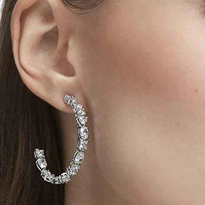 Jewelrieshub Luxury Zirconia Hoop Earrings - Sparkling Style