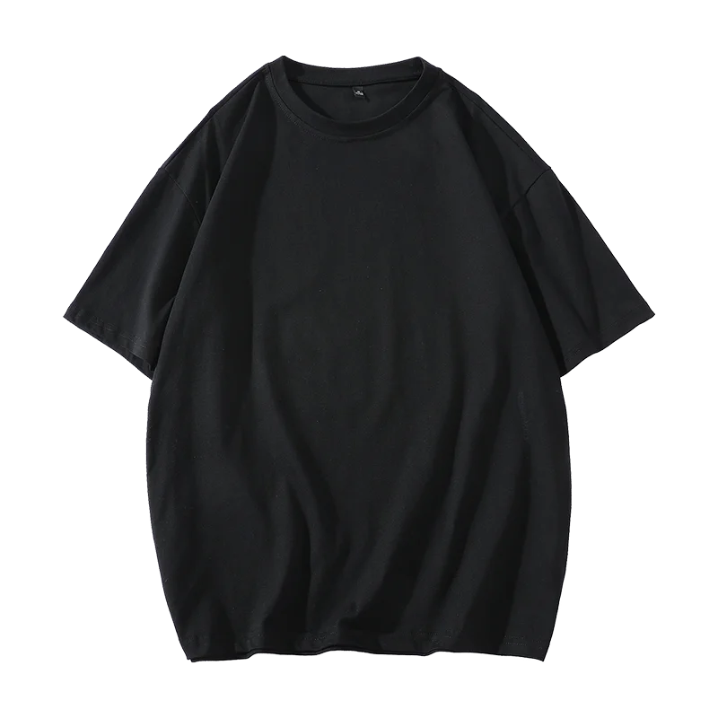 Black men's oversized cotton t-shirt with a relaxed fit and crew neckline from Qoraheyhub