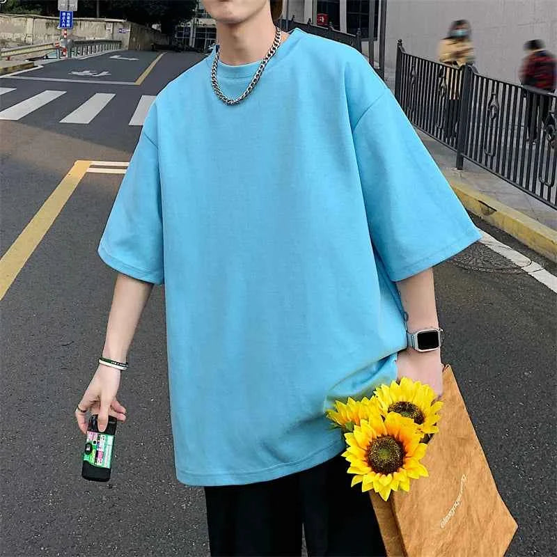 Qoraheyhub Men's Oversized Cotton T-Shirt - Comfortable Fit