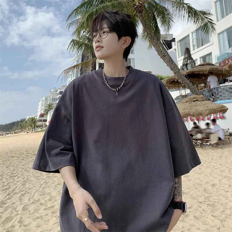 Qoraheyhub Men's Oversized Cotton T-Shirt - Comfortable Fit