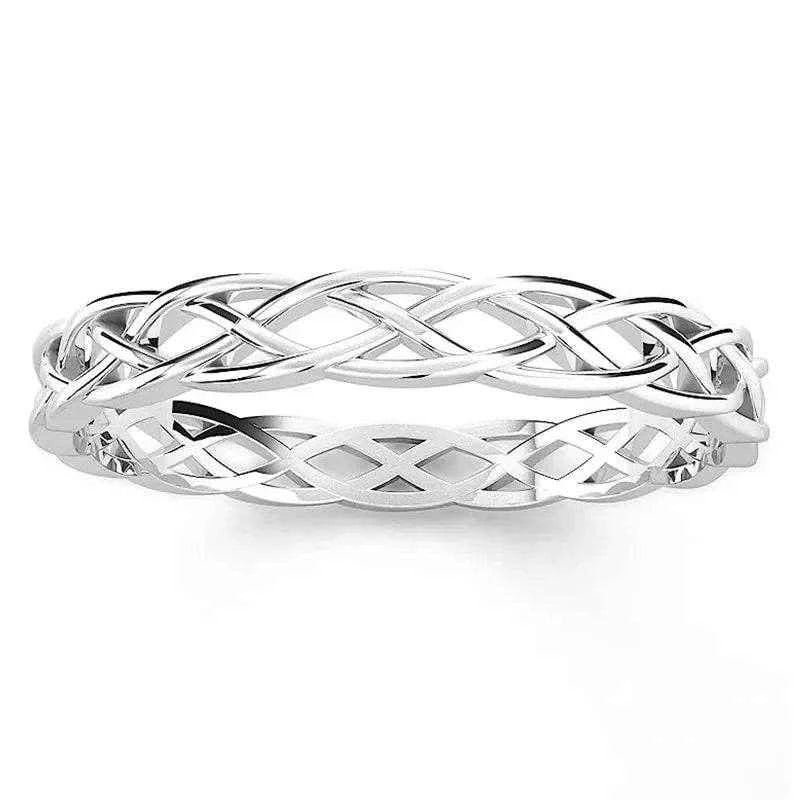 Jewelrieshub Minimalist Engagement Ring for Her - Elegant Silver Band