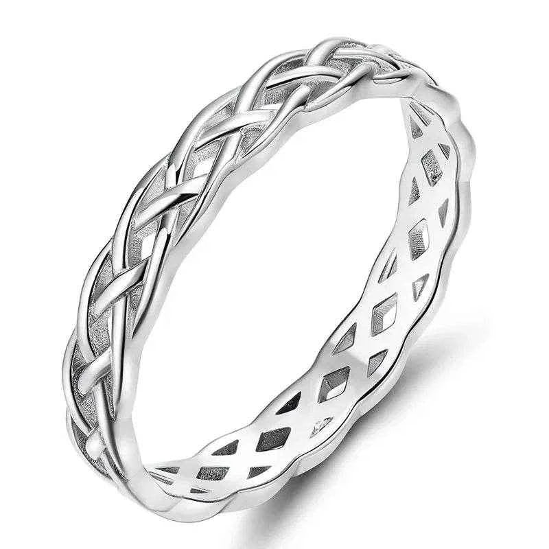 Jewelrieshub Minimalist Engagement Ring for Her - Elegant Silver Band