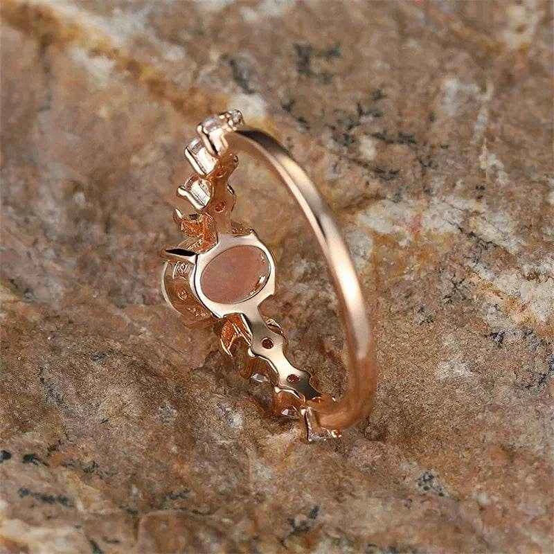 Jewelrieshub Opal Ring with Accent Stones in Rose Gold