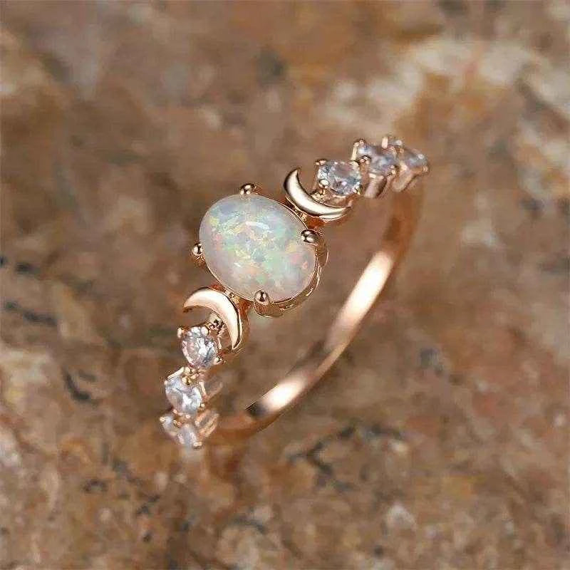 Jewelrieshub Opal Ring with Accent Stones in Rose Gold