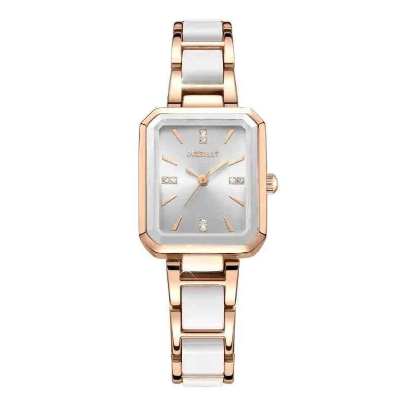 Qoraheyhub Luxury Women Square Dial Watch Rose Gold