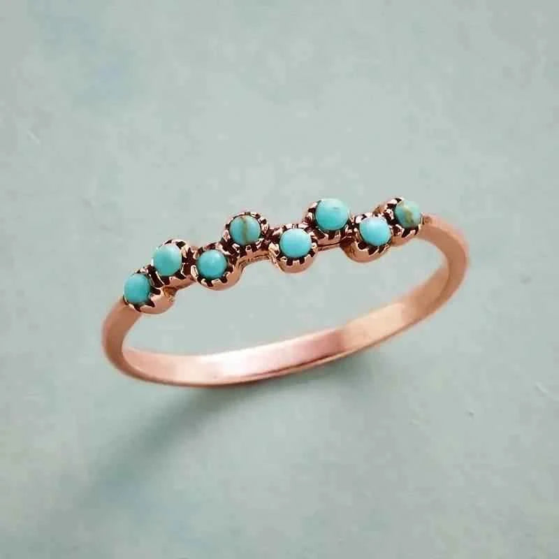 Jewelrieshub Retro Turquoise Finger Ring Gold Finish