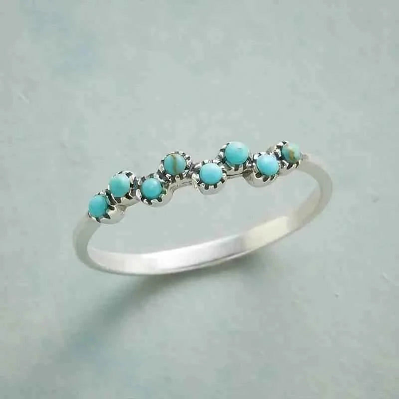 Jewelrieshub Retro Turquoise Finger Ring Gold Finish