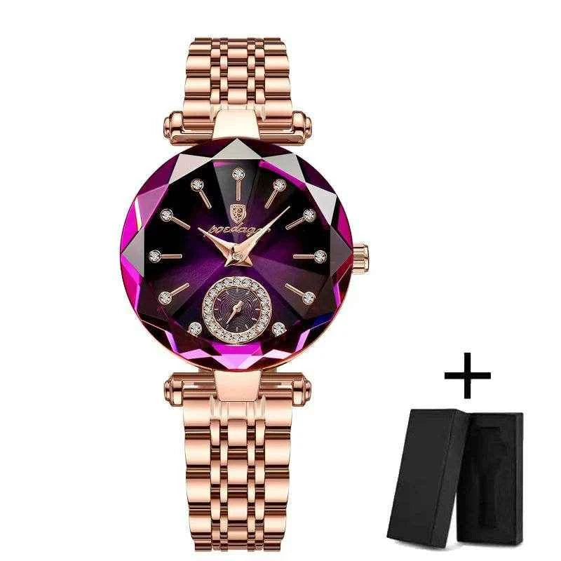 Qoraheyhub Rose Gold Mesh Bracelet Watch with Green Dial