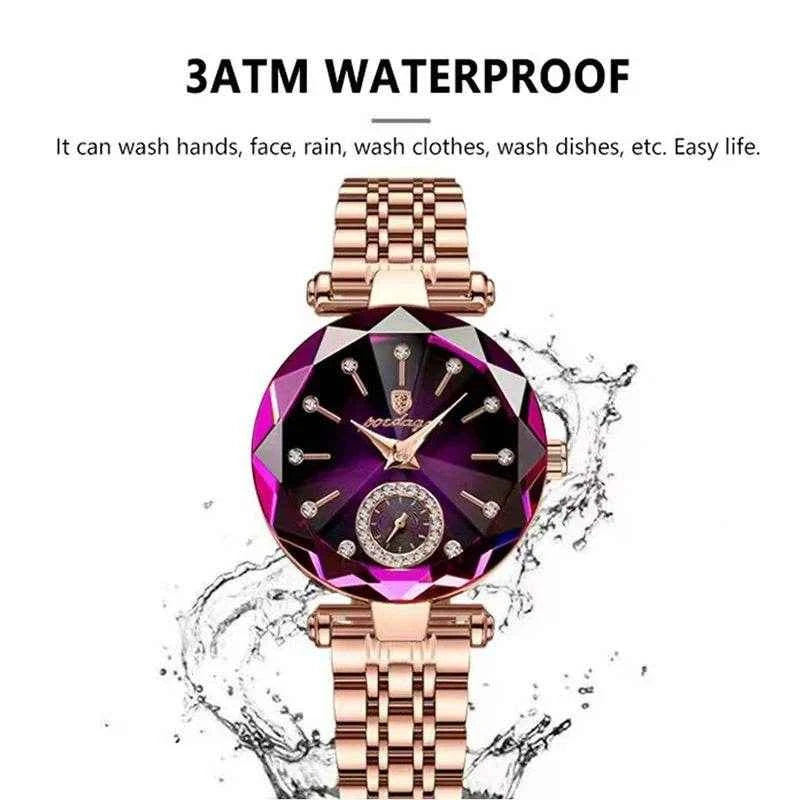 Qoraheyhub Rose Gold Mesh Bracelet Watch with Green Dial