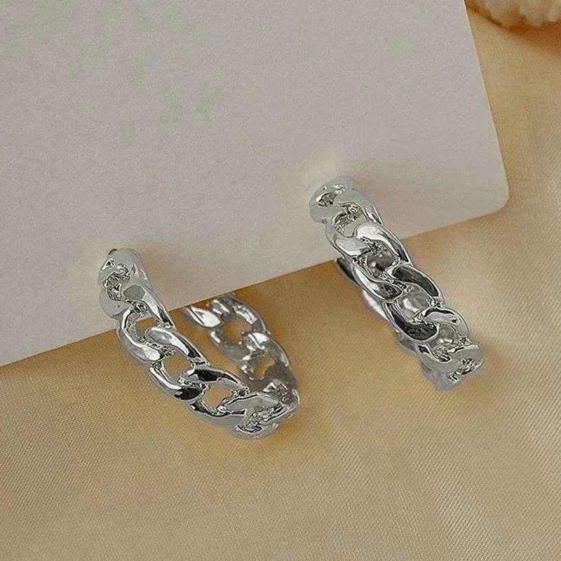 Jewelrieshub Silver Chain Link Hoop Earrings