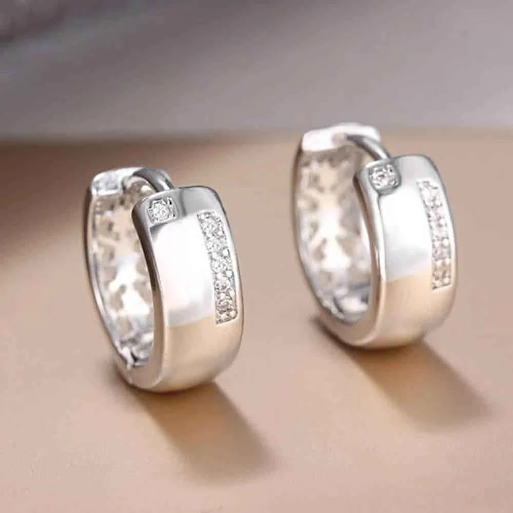 Jewelrieshub Silver Hollow Out Hoop Earrings with Crystals