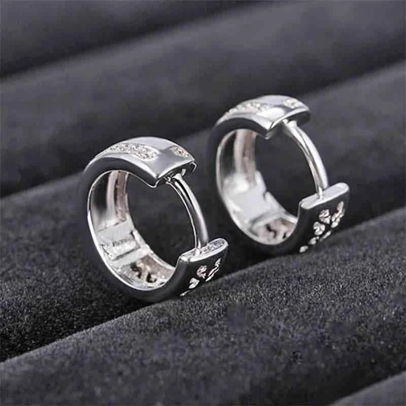 Jewelrieshub Silver Hollow Out Hoop Earrings with Crystals