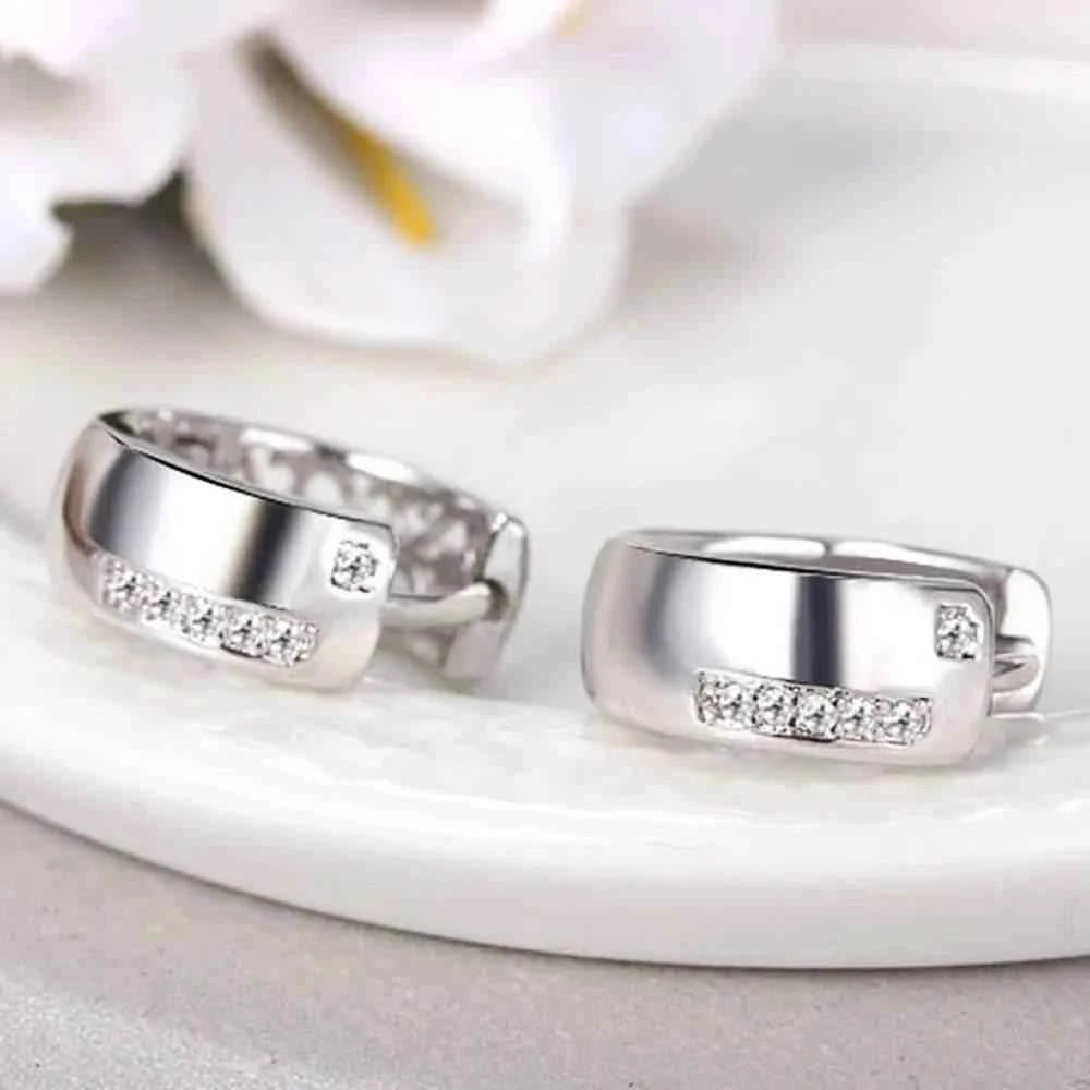 Jewelrieshub Silver Hollow Out Hoop Earrings with Crystals
