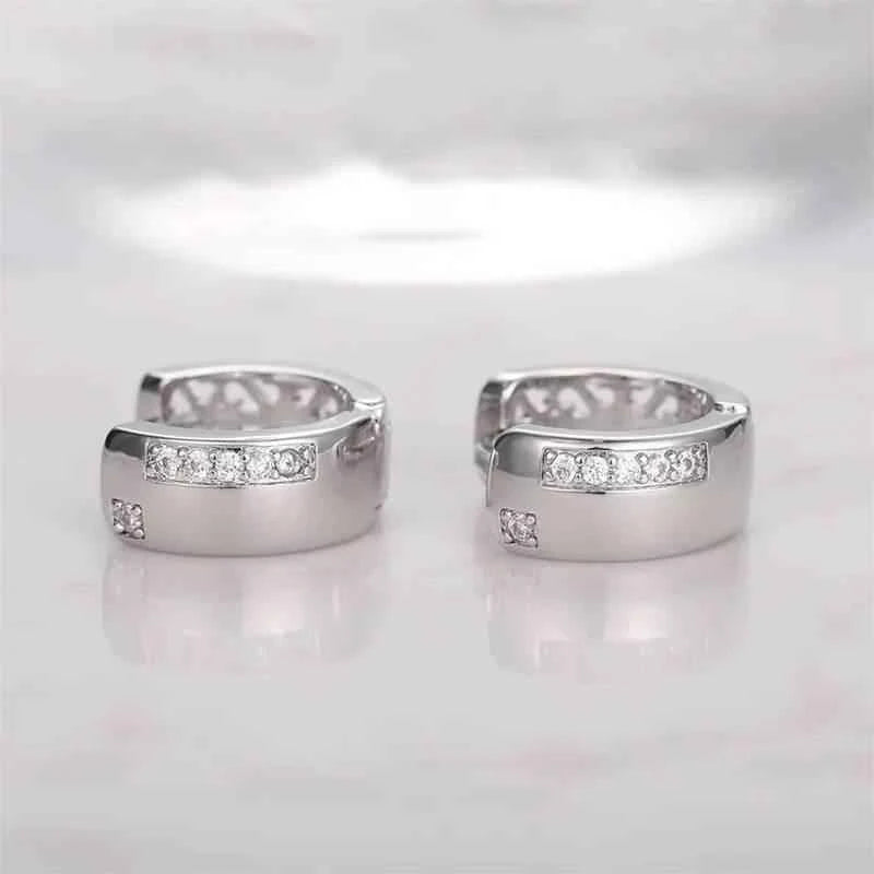 Jewelrieshub Silver Hollow Out Hoop Earrings with Crystals