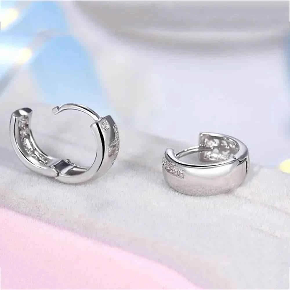 Jewelrieshub Silver Hollow Out Hoop Earrings with Crystals