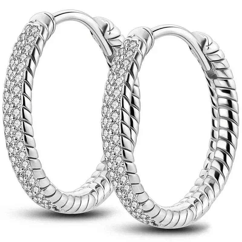 Jewelrieshub Silver Hoop Earrings for Women with Crystals