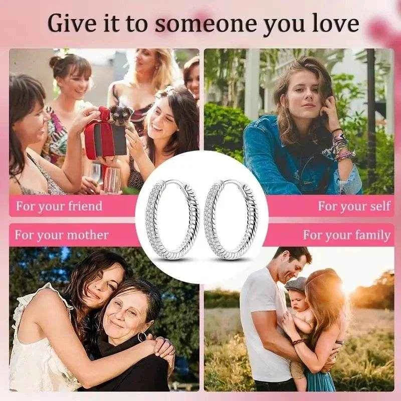 Jewelrieshub Silver Hoop Earrings for Women with Crystals