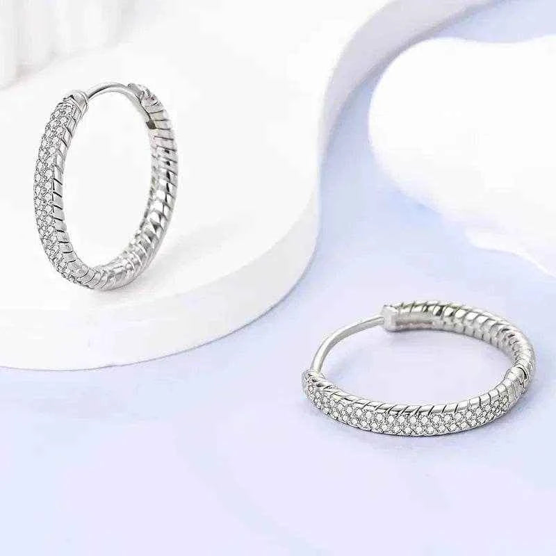 Jewelrieshub Silver Hoop Earrings for Women with Crystals