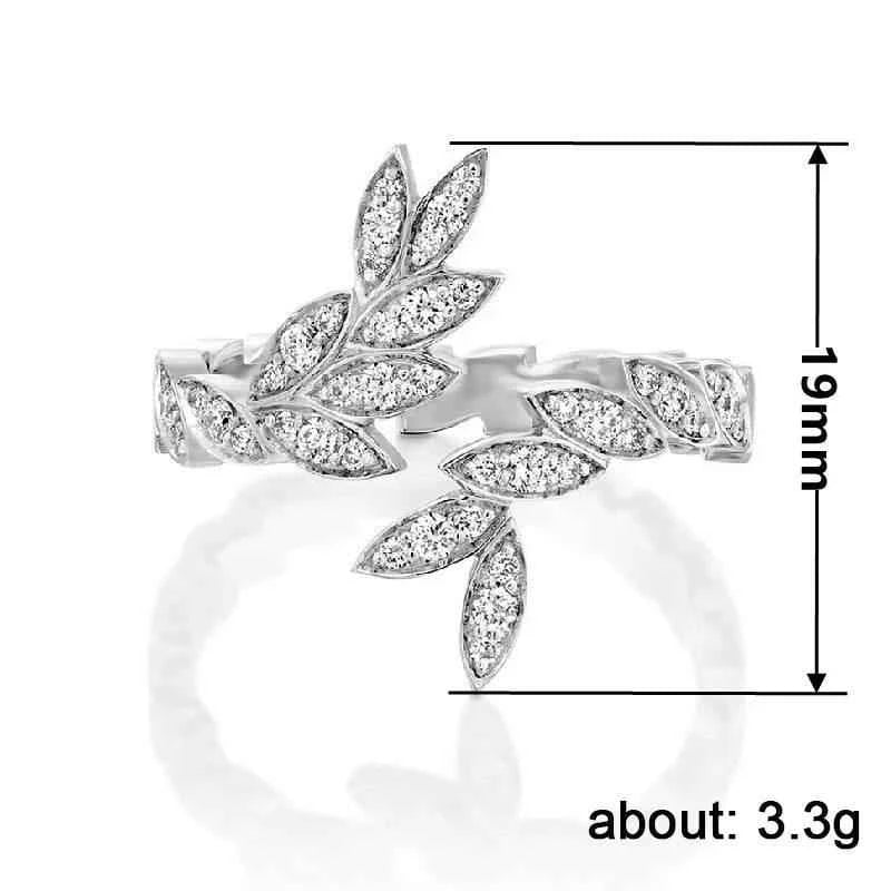 Jewelrieshub Leaf Shaped Adjustable Ring with Crystals