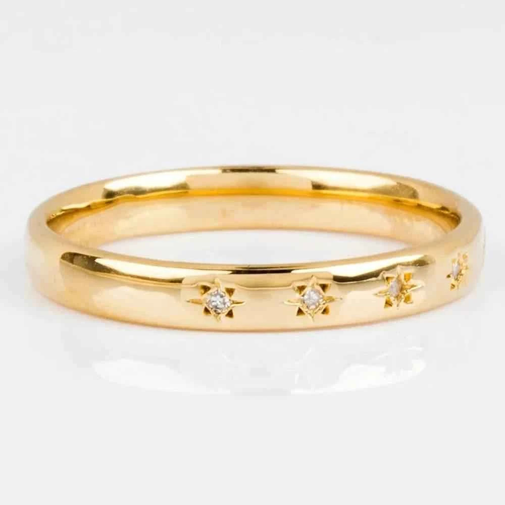 Jewelrieshub Simple Silver Band Ring with Star Design