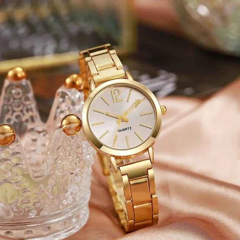 Qoraheyhub Simple Stainless Steel Ladies Watch Gold