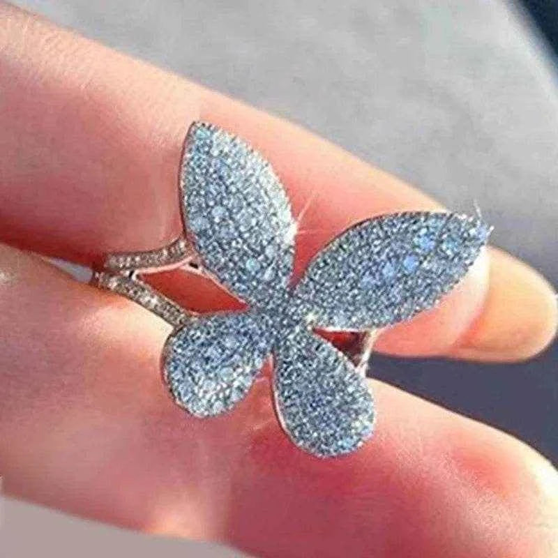 Jewelrieshub Sparkling Butterfly Ring for Women - Elegant Jewelry