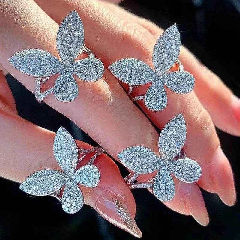 Jewelrieshub Sparkling Butterfly Ring for Women - Elegant Jewelry