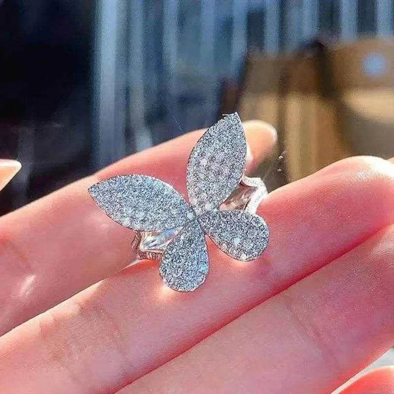 Jewelrieshub Sparkling Butterfly Ring for Women - Elegant Jewelry