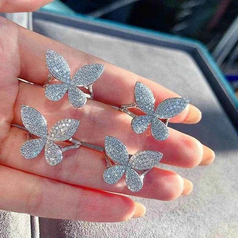 Jewelrieshub Sparkling Butterfly Ring for Women - Elegant Jewelry