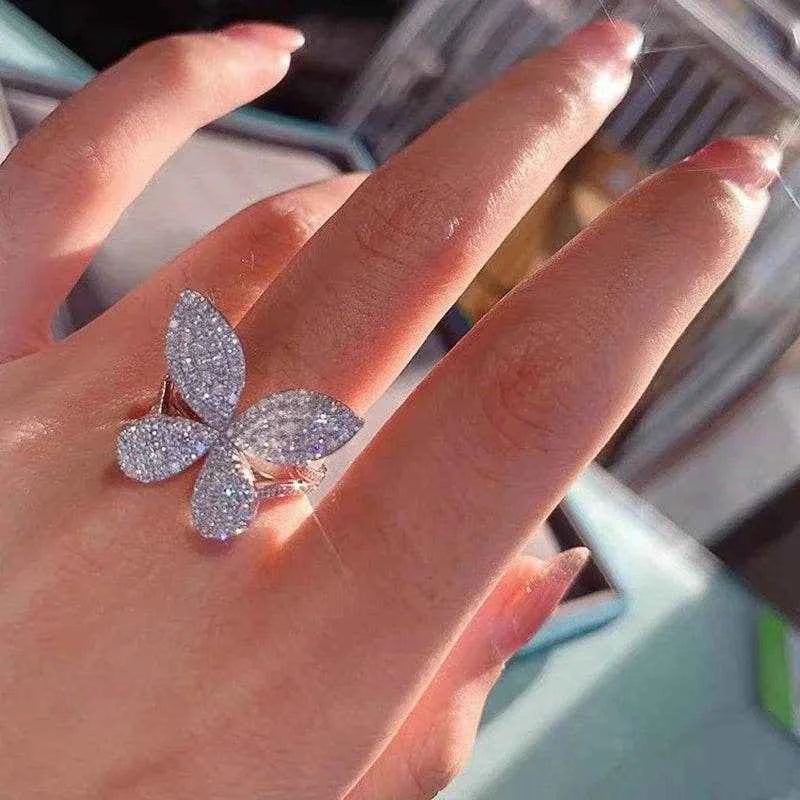 Jewelrieshub Sparkling Butterfly Ring for Women - Elegant Jewelry