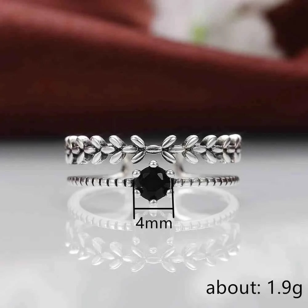 Jewelrieshub Stylish Ladies Adjustable Ring with Black Gem
