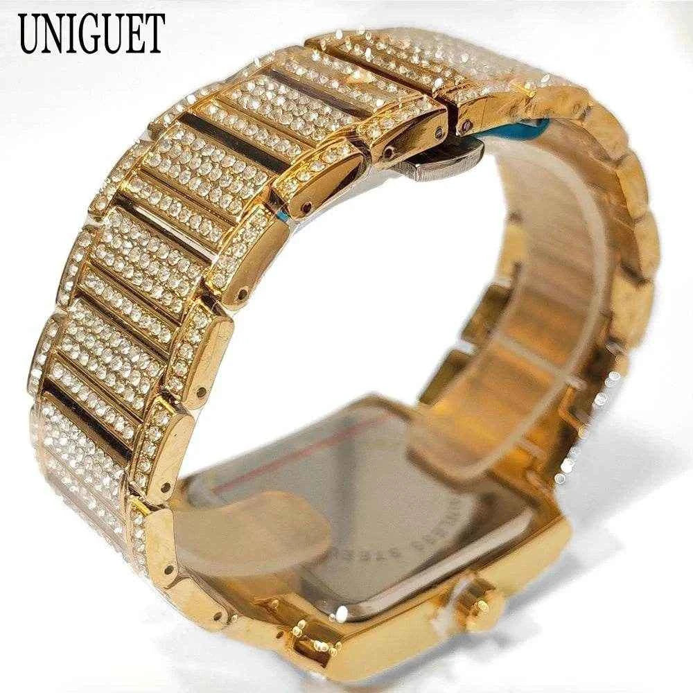 Qoraheyhub Luxury Gold Iced Out Watch for Men Stylish