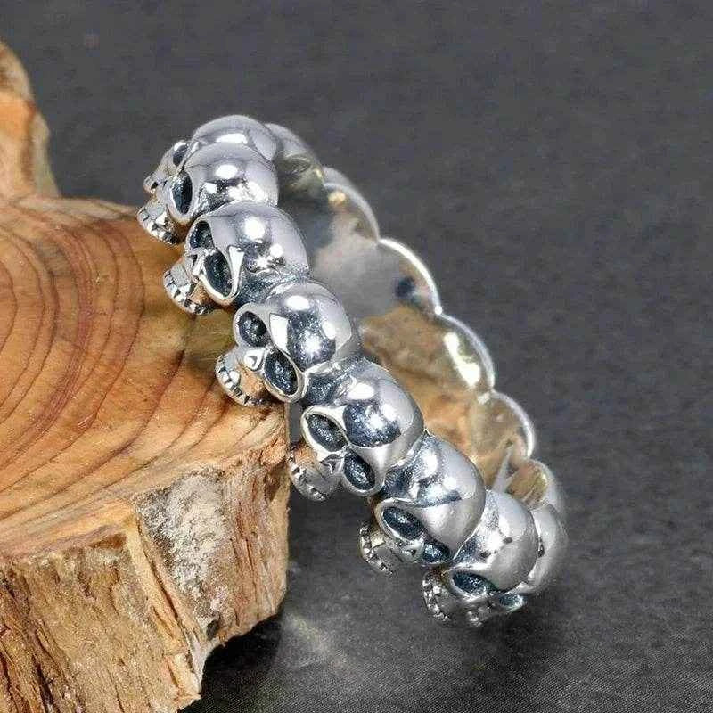 Jewelrieshub Unique Gothic Punk Rings Silver Skull Band