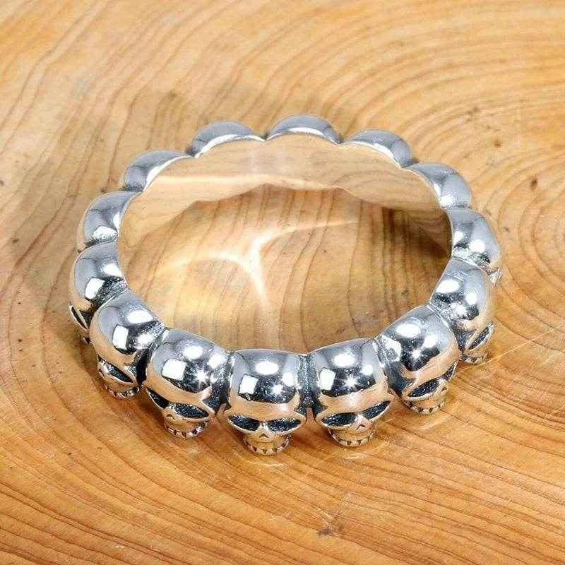 Jewelrieshub Unique Gothic Punk Rings Silver Skull Band