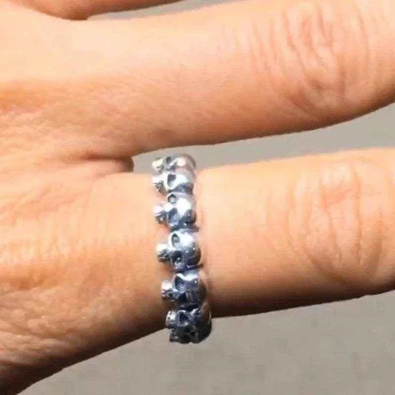 Jewelrieshub Unique Gothic Punk Rings Silver Skull Band