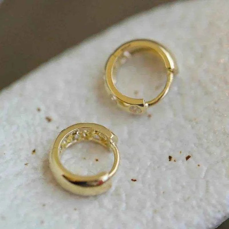 Jewelrieshub Dainty Gold Circle Earrings with Crystals