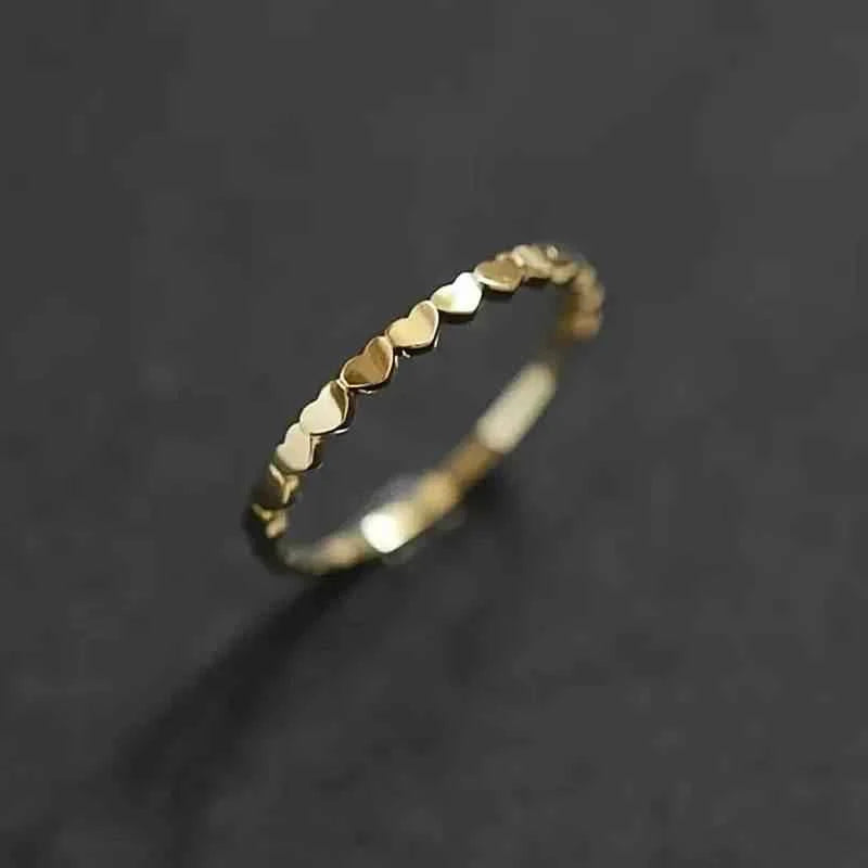 Jewelrieshub Dainty Metallic Finger Ring with Heart Design