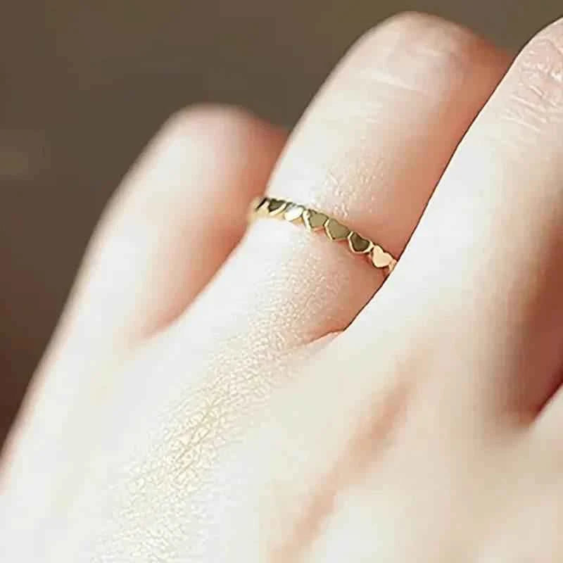 Jewelrieshub Dainty Metallic Finger Ring with Heart Design