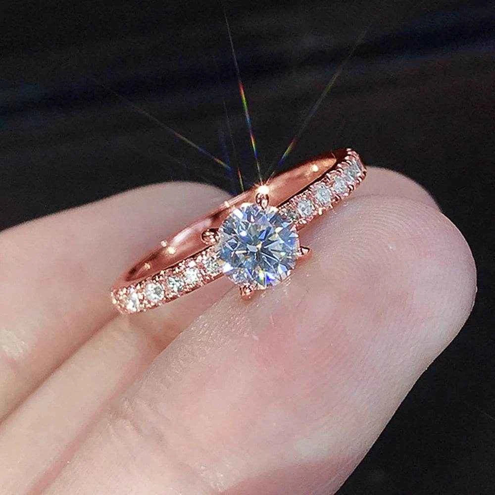 Jewelrieshub Delicate Minimalist Gold Ring with Diamonds