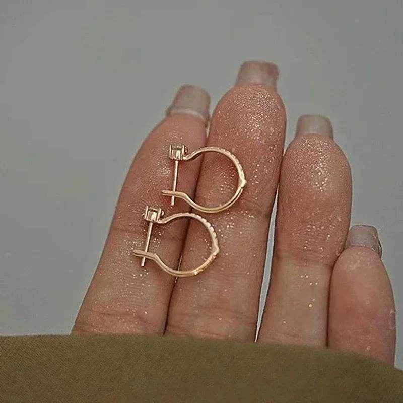 Jewelrieshub Rose Gold Hoop Earrings for Women with Diamonds