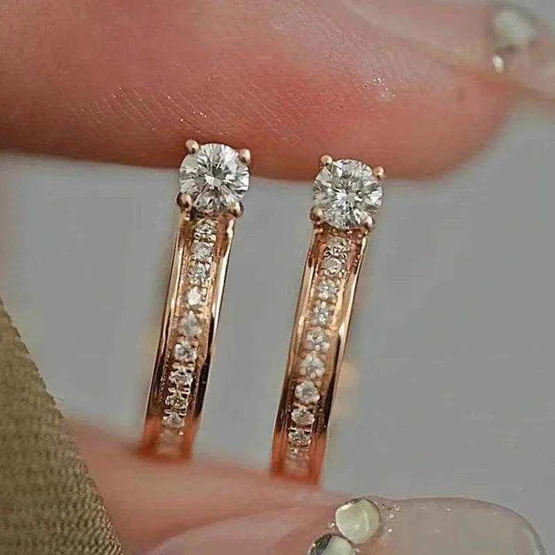 Jewelrieshub Rose Gold Hoop Earrings for Women with Diamonds