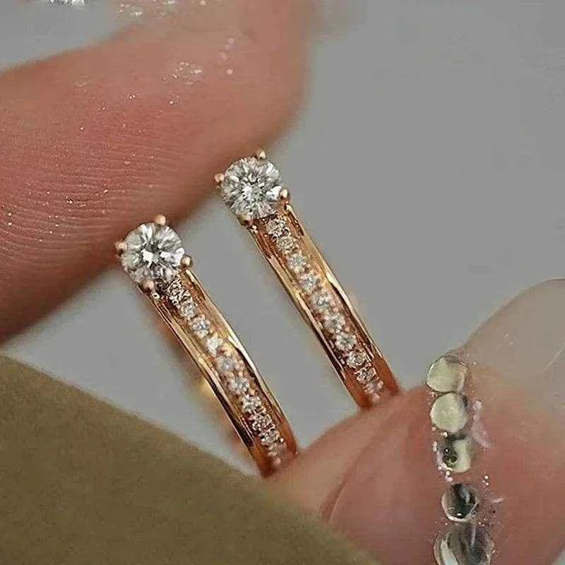 Jewelrieshub Rose Gold Hoop Earrings for Women with Diamonds