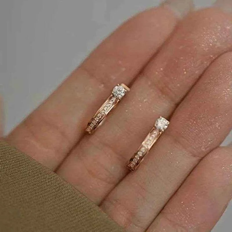 Jewelrieshub Rose Gold Hoop Earrings for Women with Diamonds